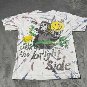 Market Tee Shirt Men's‎ Small White Smiley Look At The Bright Side Short Sleeve